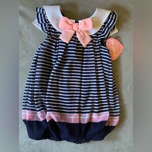 NWT navy/white striped dress (baby)